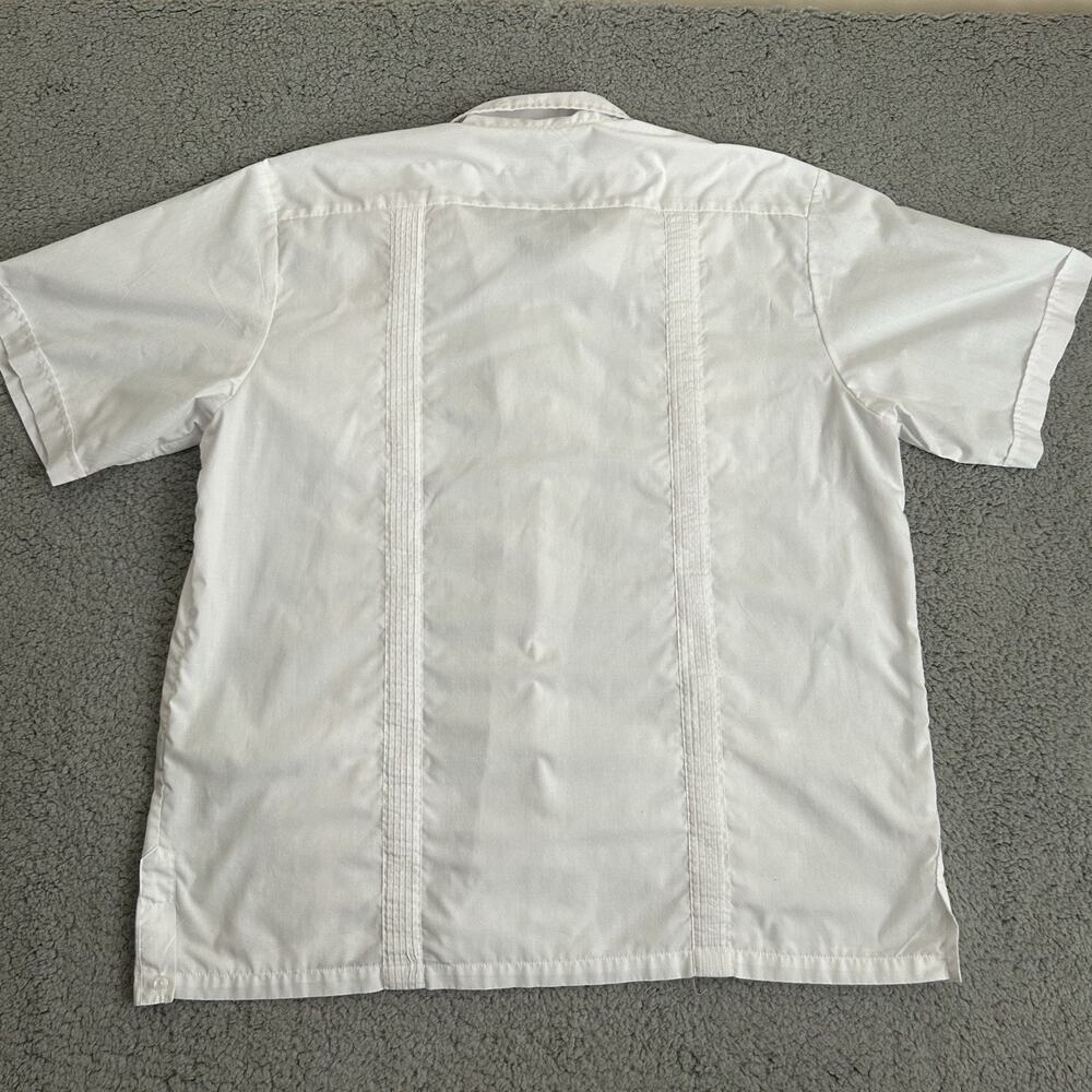 Maximos Yucatan Guayabera Shirt Adult XL White Polyester Blend 4 Pocket Mexico - Picture 13 of 14